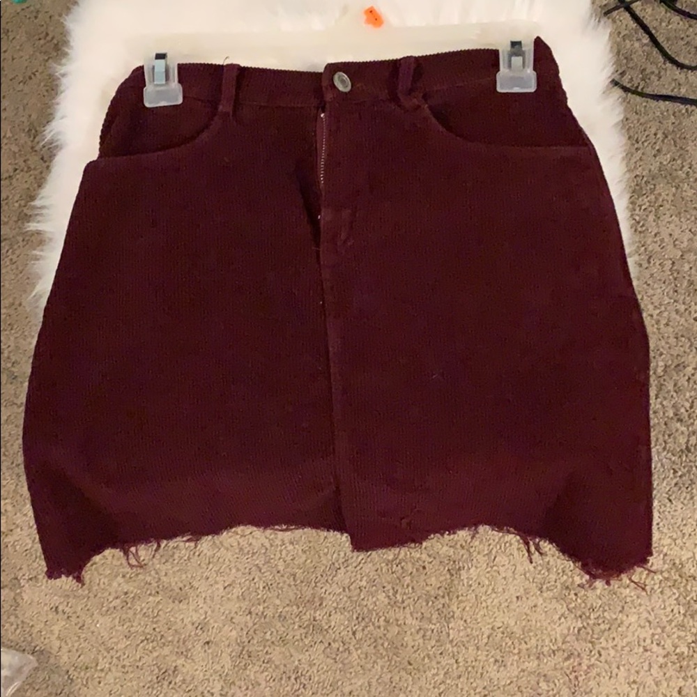 maroon/ burgundy corduroy skirt